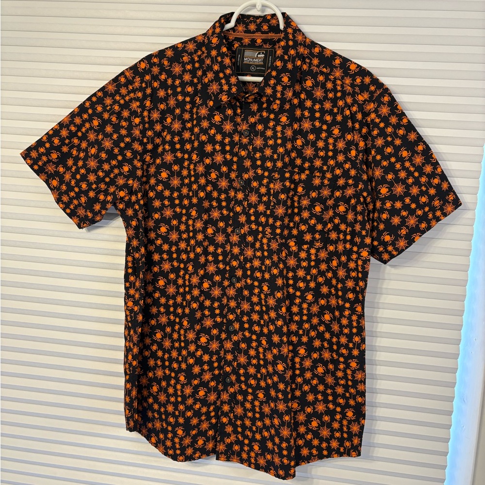 Halloween Spider Print Men's XL Button up Shirt